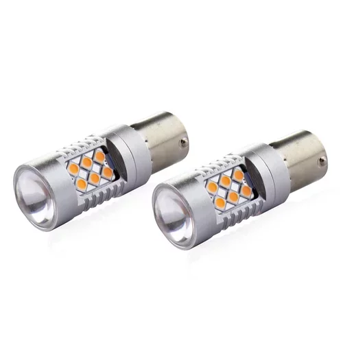 LED žiarovky CANBUS 3030 24SMD 1156 BAU15S PY21W Oranžová 12V/24V /AMiO/ - obr. 5