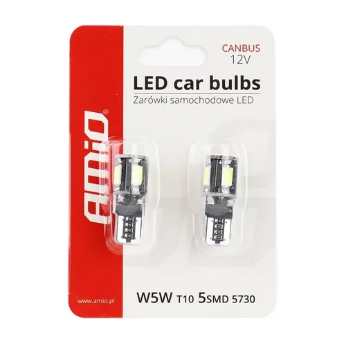 LED žiarovky CANBUS 5SMD 5730 T10 (W5W) White /AMiO/ - obr. 4