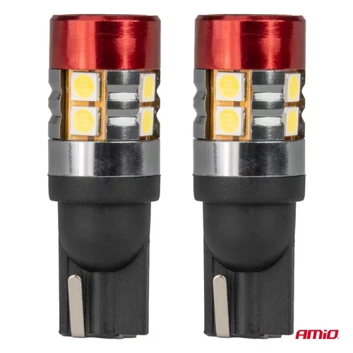 LED žiarovky CANBUS T10 W5W 9 SMD 3030 Bielé 12V 24V AMiO-04242 - obr. 1