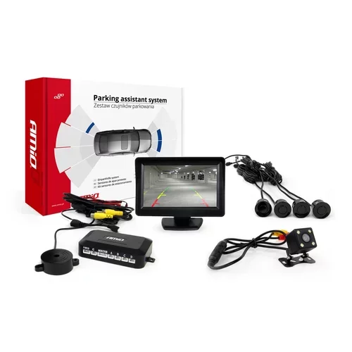 Parkovací asistent TFT01 4,3` s kamerou CAM-315 LED, 4-senzorové čierne AMIO