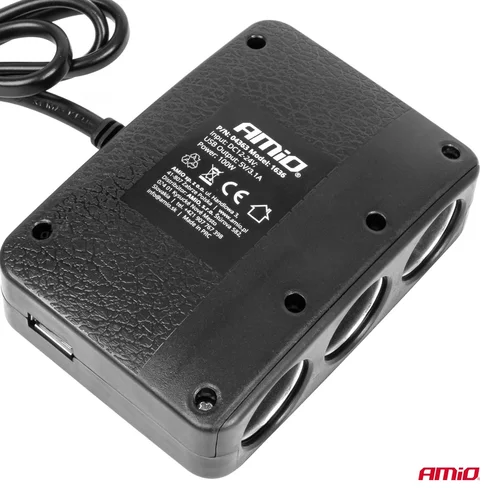 Predlžovacia zásuvka 2x USB-A ON/OFF LED 12/24V 100W 70cm AMiO-04363 - obr. 5