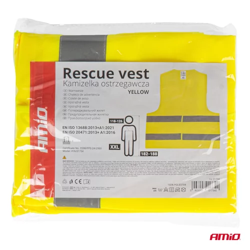 Výstražna vesta žltá reflexná s certifikátom AMIO-01734 - obr. 8