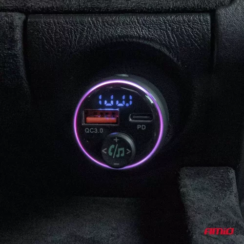 FM transmitter 1×USB-A 1×USB-C 12/24V AMiO-04655 - obr. 2