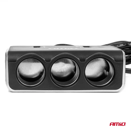 Predlžovacia zásuvka 2x USB0A QC3.0 12/24V 120W 80cm AMiO-04364 - obr. 3