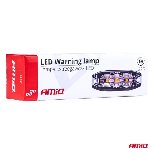 Výstražné osvetlenie oranžové 3x3W LED R65 R10 12/24V IP67 /AMiO/ - obr. 4