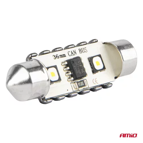 LED žiarovky CANBUS 12SMD Festoon C5W 3838 36mm White 12/24V AMiO-04248 - obr. 3