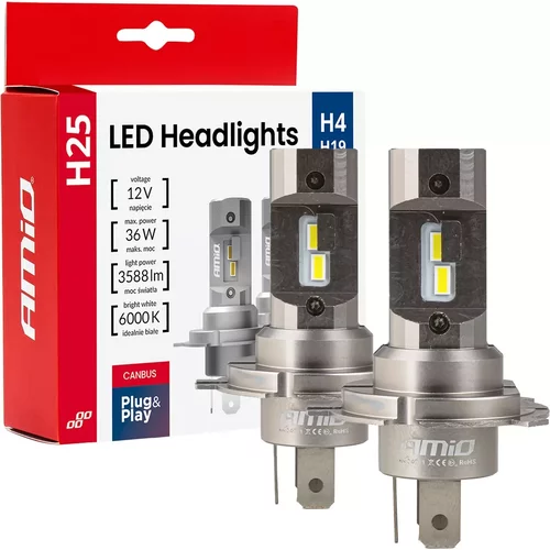 LED žiarovky hlavného svietenia Séria H25 CANBUS H4 H19 12V 36W AMIO-04711