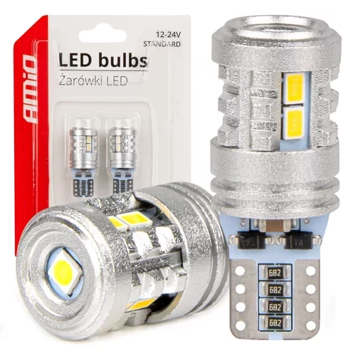 LED žiarovky STANDARD T10 W5W 6x3020 + 1x3030 SMD White 12V/24V AMiO-03718