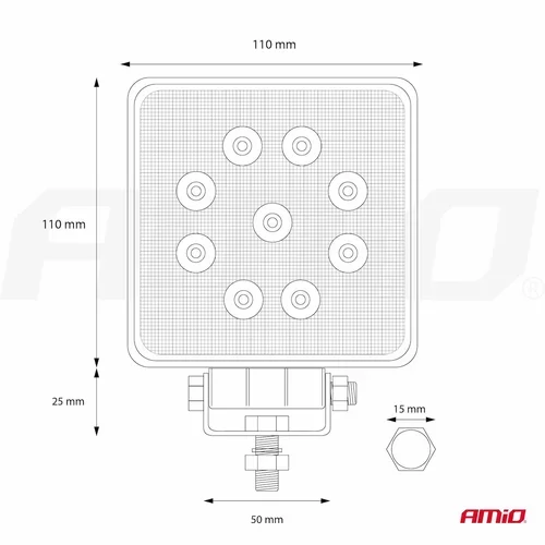 Pracovné LED svetlo AWL03 9 LED FLOOD 9-60V /AMiO/ - obr. 11