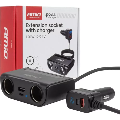 Predlžovacia zásuvka s nabíjačkou USB-C USB-A QC3.0 PD3.0 120W AMiO-04837