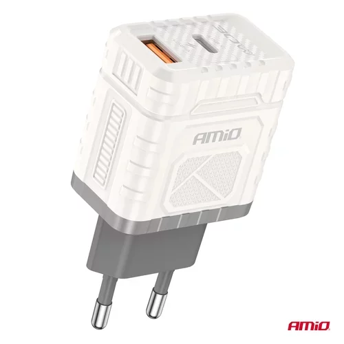 Sieťová nabíjačka Quick Charge GaN 30W USB-A + USB-C AMiO-04286 - obr. 1
