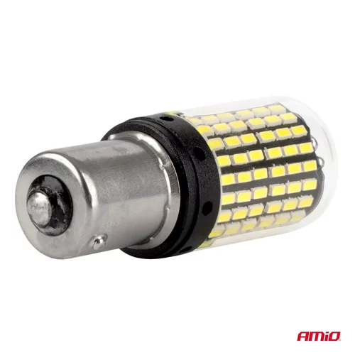 LED žiarovky CANBUS BA15S P21W R10W R5W 600lm 144SMD Biela 12V 24V AMiO-04473 - obr. 3