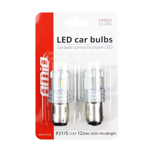LED žiarovky CANBUS 3020 22SMD UltraBright 1157 BAY15D P21/5W White 12V/24V /AMiO/ - obr. 3