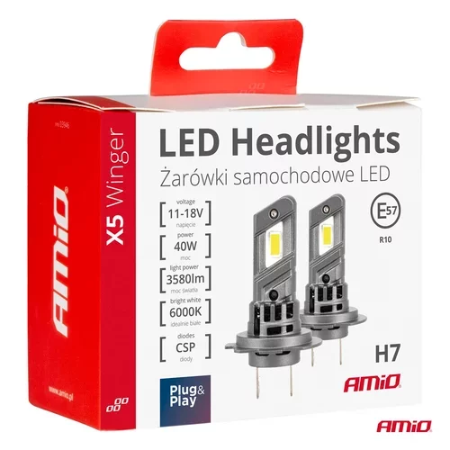LED žiarovky X5-series WINGER H7 H18 6000K max 40W AMIO-03946 - obr. 4