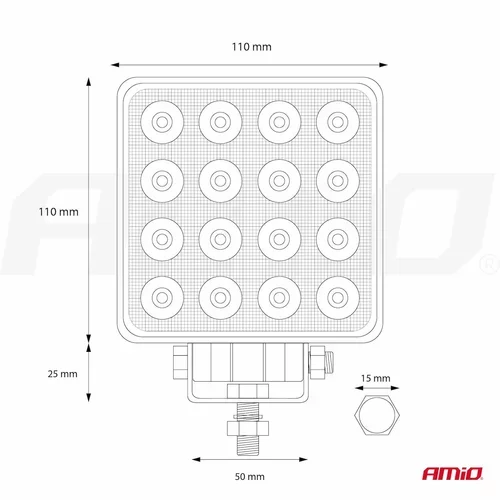 LED pracovné svetlo AWL10 16LED FLOOD 9-36V AMiO-02424 - obr. 10