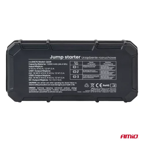 Štartovacie zariadenie 3in1 12V 12Ah 1000A PRO /AMiO/ - obr. 8