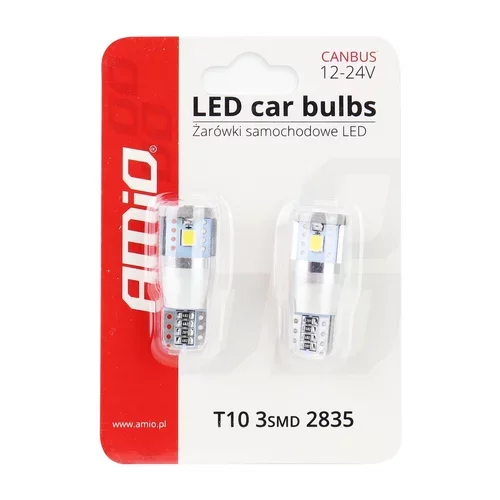 LED žiarovky CANBUS 3SMD 2835 T10e (W5W) ALU White 12V/24V /AMiO/ - obr. 4