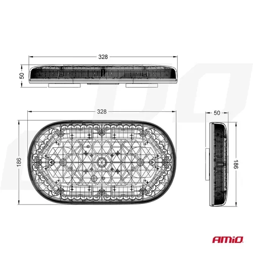 Mini svetelná lišta LED WLB78 magnet 293x171mm R65 R10 48LED 12/24V IP56 /AMiO/ - obr. 8