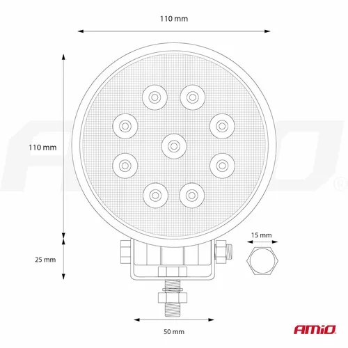 Pracovné LED svetlo AWL06 9 LED FLOOD 9-36V /AMiO/ - obr. 11