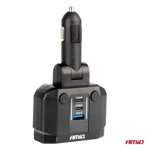 Predlžovacia zásuvka PD30W PD20W QC3.0 12/24V max 200W AMiO-04174 - obr. 5