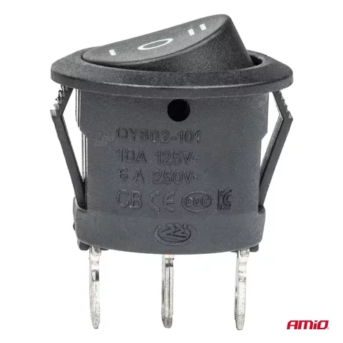 Prepínač kolískový okrúhly 12/230V – BU03 /AMiO/ - obr. 1