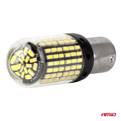 LED žiarovky CANBUS BA15S P21W R10W R5W 600lm 144SMD Biela 12V 24V AMiO-04473 - obr. 2