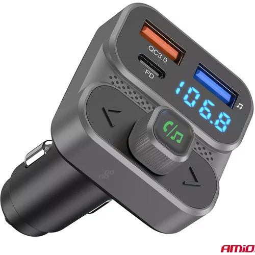 FM transmitter 2×USB-A 1×USB 12V 24V AMiO-04649 - obr. 6