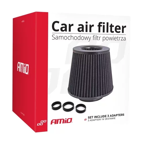 Kužeľový vzduchový filter černý + 3 adaptéry /AMiO/ - obr. 2