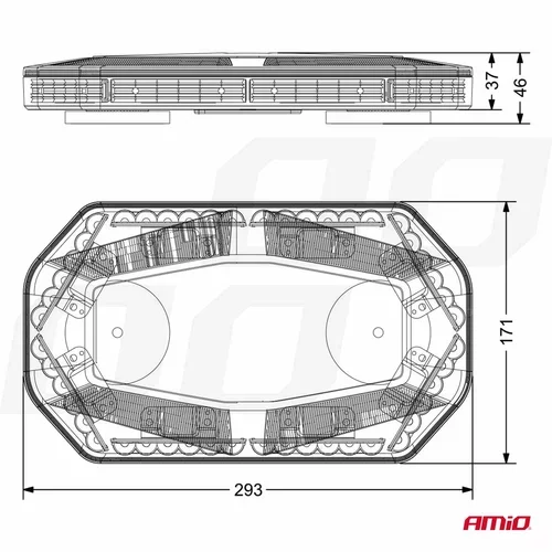 Mini svetelná lišta LED WLB78 magnet 293x171mm R65 R10 48LED 12/24V IP56 AMIO-02920 - obr. 8