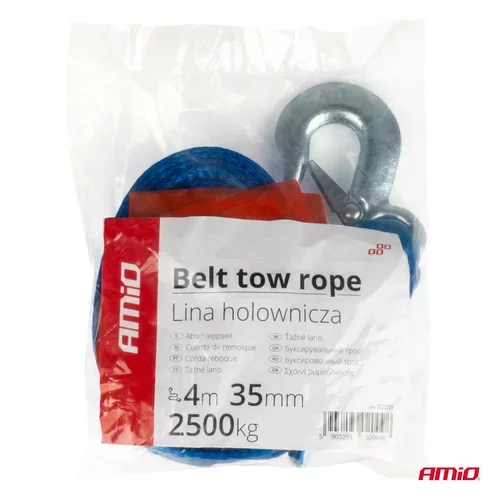 Ťažný popruh 2500kg, 35mm, 4m zakončenie hák+hák /AMiO/ - obr. 2