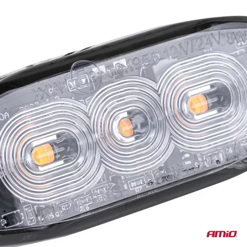 Výstražné osvetlenie oranžové 3x3W LED R65 R10 12/24V IP67 /AMiO/ - obr. 1
