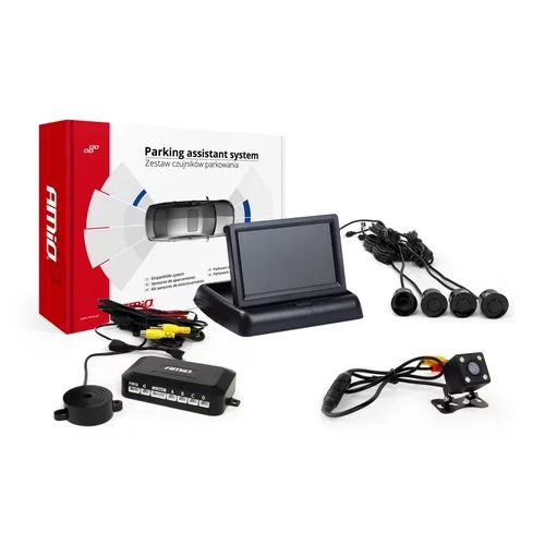 Asistenty parkovania TFT02 4,3” s kamerou HD-315-LED 4-senzorové, cierne AMiO-02692