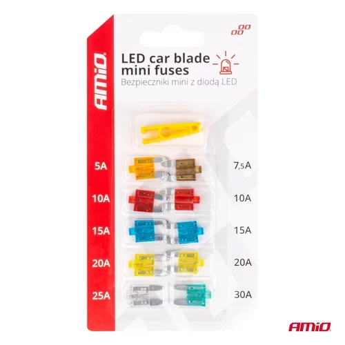 Autopoistky nožové mini s led diódou 10 ks AMiO-04340 - obr. 5