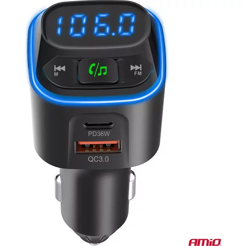 FM transmitter 1×USB-A 2×USB-C 12/24V AMiO-04651 - obr. 8
