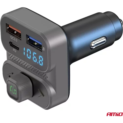 FM transmitter 2×USB-A 1×USB 12V 24V AMiO-04649 - obr. 5