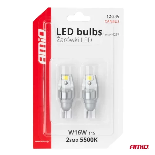 LED CANBUS T15 W16W 2SMD 3570 Biela 12V 24V žiarovky AMiO-04257 - obr. 4