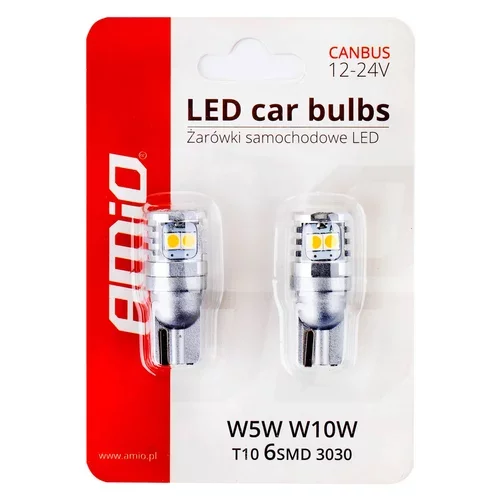 LED žiarovky CANBUS 3030 6SMD T10 W5W W10W White 12V/24V /AMiO/ - obr. 5