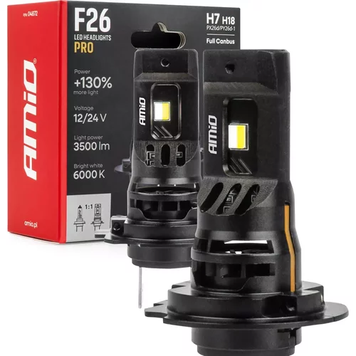 LED žiarovky hlavného svietenia Séria F26 PRO LumiTec LIMITED +130% DUO FULL CANBUS H7 H18 12V 24V AMiO-04872
