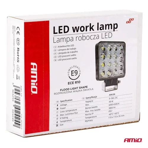 LED pracovné svetlo AWL10 16LED FLOOD 9-36V AMiO-02424 - obr. 9