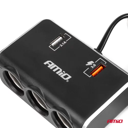 Predlžovacia zásuvka 2x USB0A QC3.0 12/24V 120W 80cm AMiO-04364 - obr. 5