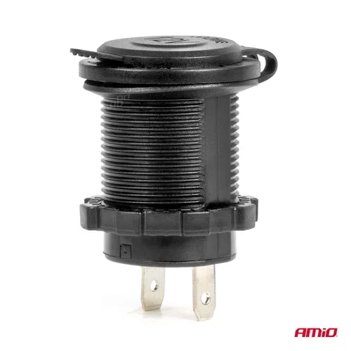 Vodotesná zásuvka do zapaľovača auta s MODRÝM LED podsvietením 12/24V AMiO-04220 - obr. 2