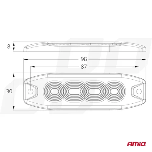 Výstražné osvetlenie oranžové 4x3W LED R65 R10 12/24V IP67 AMIO-02298 - obr. 3