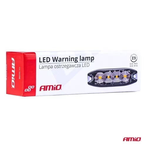 Výstražné osvetlenie oranžové 4x3W LED R65 R10 12/24V IP67 AMIO-02298 - obr. 4