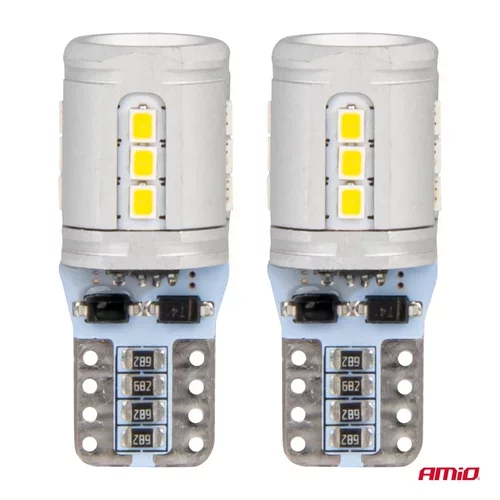 LED žiarovky CANBUS T10e W5W 15x2016 SMD White 12V/24V AMIO-03723 - obr. 1