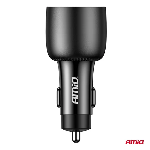 Nabíjačka do auta 2x USB C port + USB A port 12/24V 100W AMiO-04371 - obr. 3