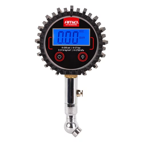 Pneumerač digitálny s otočnou hlavicou a resetovacím ventilom 17 bar AMiO-04464