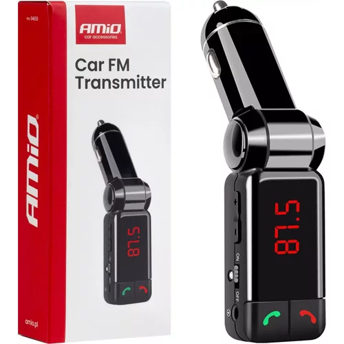 FM transmitter 2×USB-A 12V 24V AMiO-04650