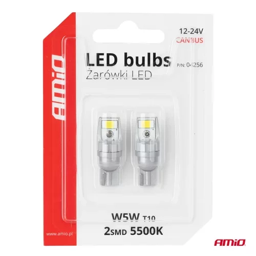 LED žiarovky CANBUS T10 W5W 2SMD 3570 White 12V 24V AMiO-04256 - obr. 4