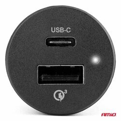 Nabíjačka do auta micro USB/USB-C QC 3.0 AMIO - obr. 1
