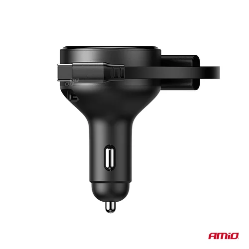 Nabíjačka do auta výsuvná C kábel + lightning kábel + USB C port 12/24V 60W AMiO-04370 - obr. 3
